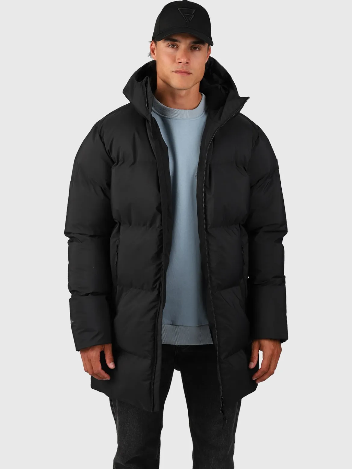 Bigmain Heren Lange Puffer Jas | Zwart