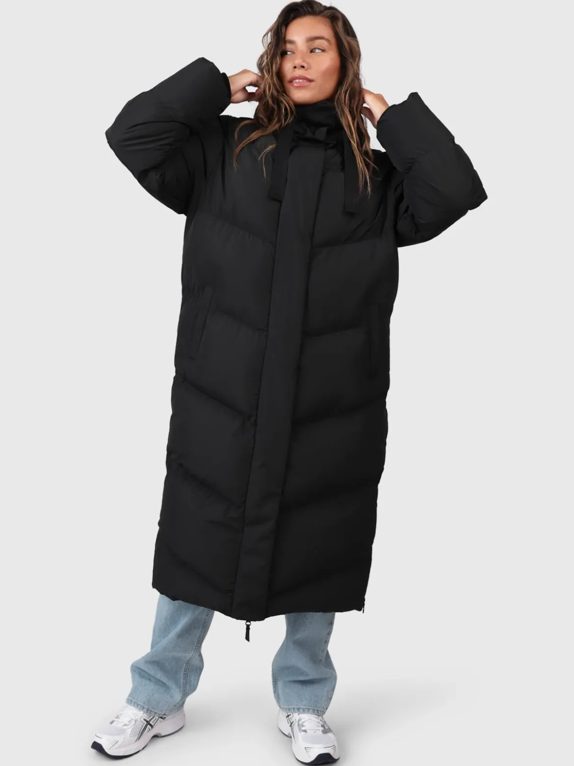 Bigsury Dames Lange Puffer Jas | Zwart