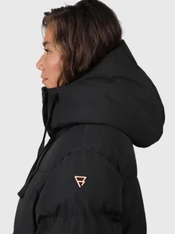 Bigsury Dames Lange Puffer Jas | Zwart