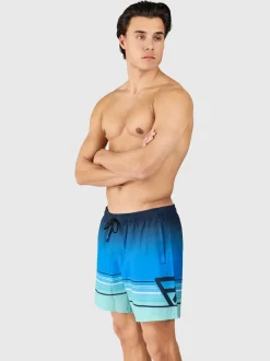 Bru-conic-Stripe Men Swim Shorts | Neon Blue