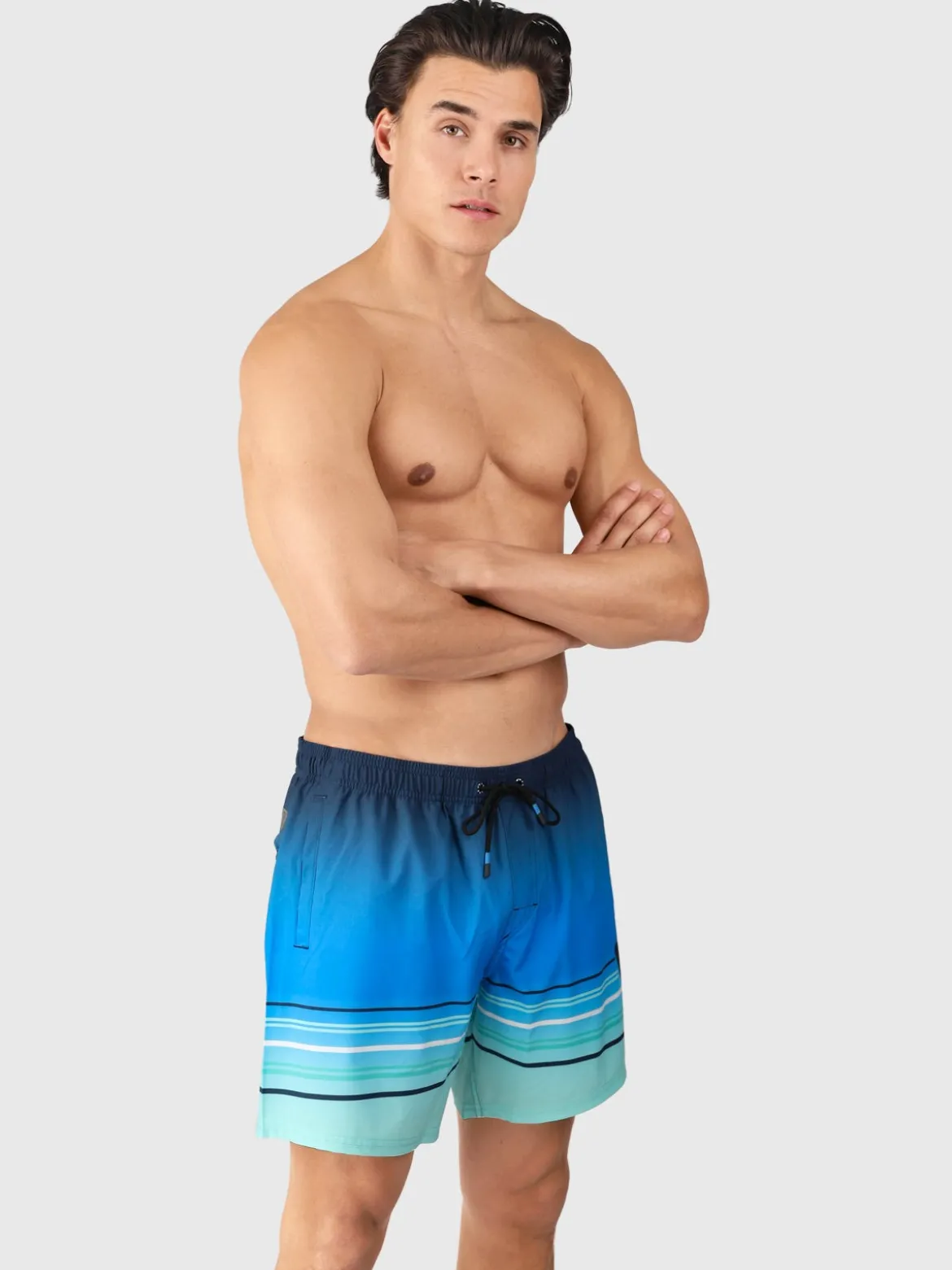 Bru-conic-Stripe Men Swim Shorts | Neon Blue