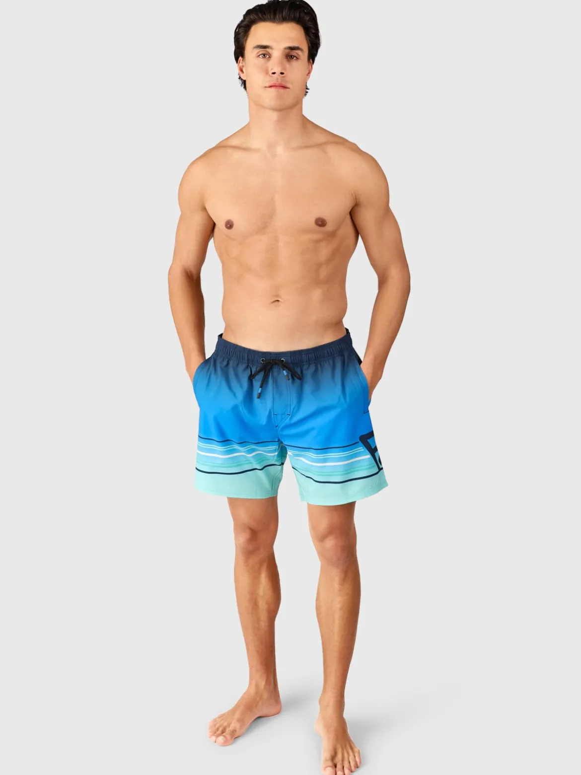 Bru-conic-Stripe Men Swim Shorts | Neon Blue