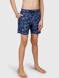 Bru-conicy-Print Jongens Zwem Shorts | Indigo Blue