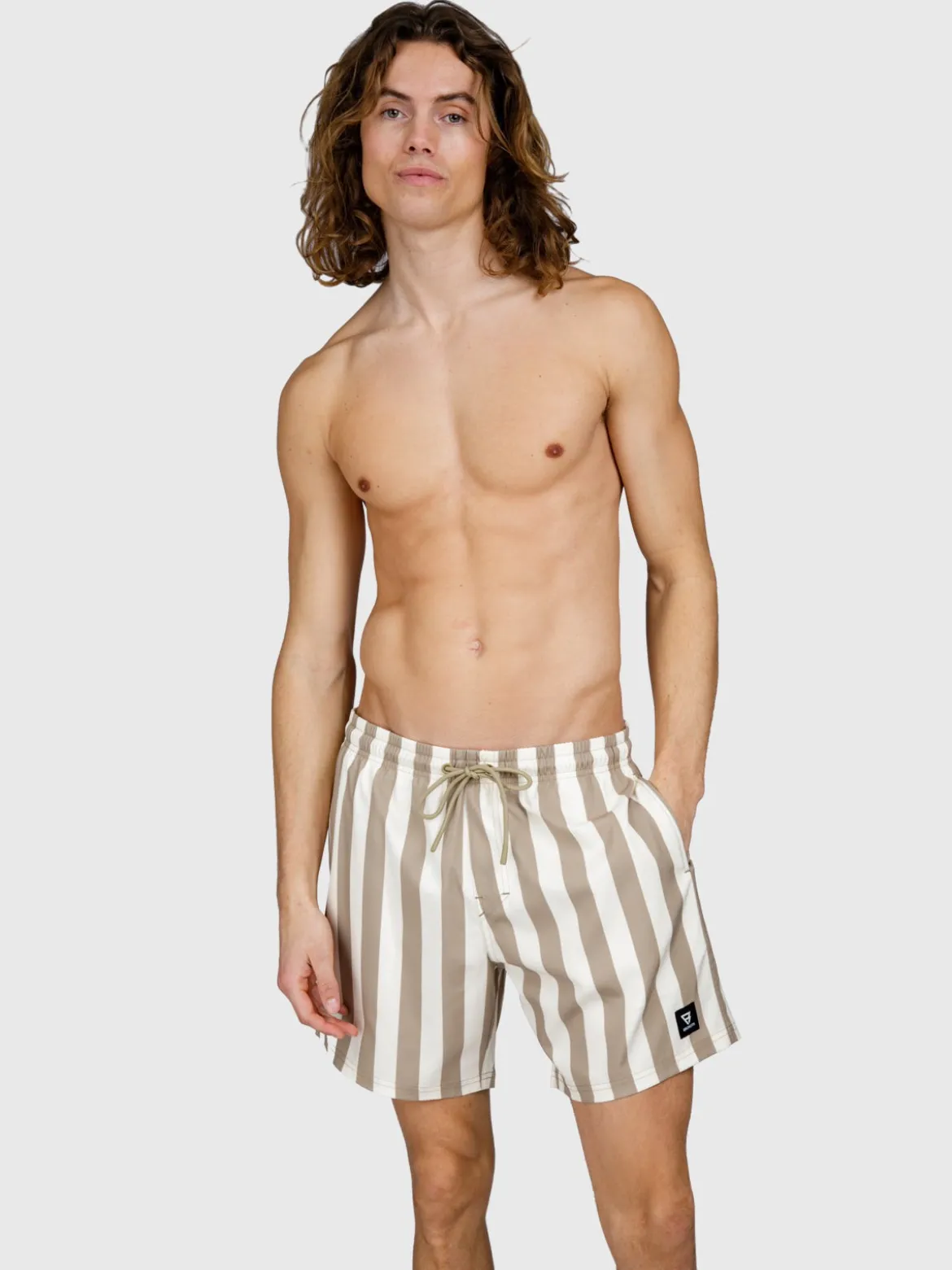 Cester-Big Stripe Heren Swim Shorts | Chinchilla