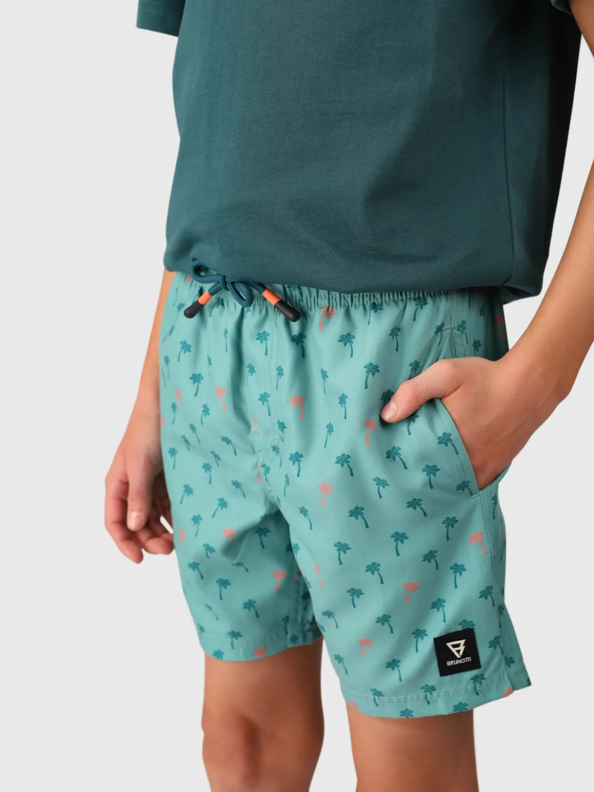 Cestery-Palm Boys Swim Shorts | Bottle Green