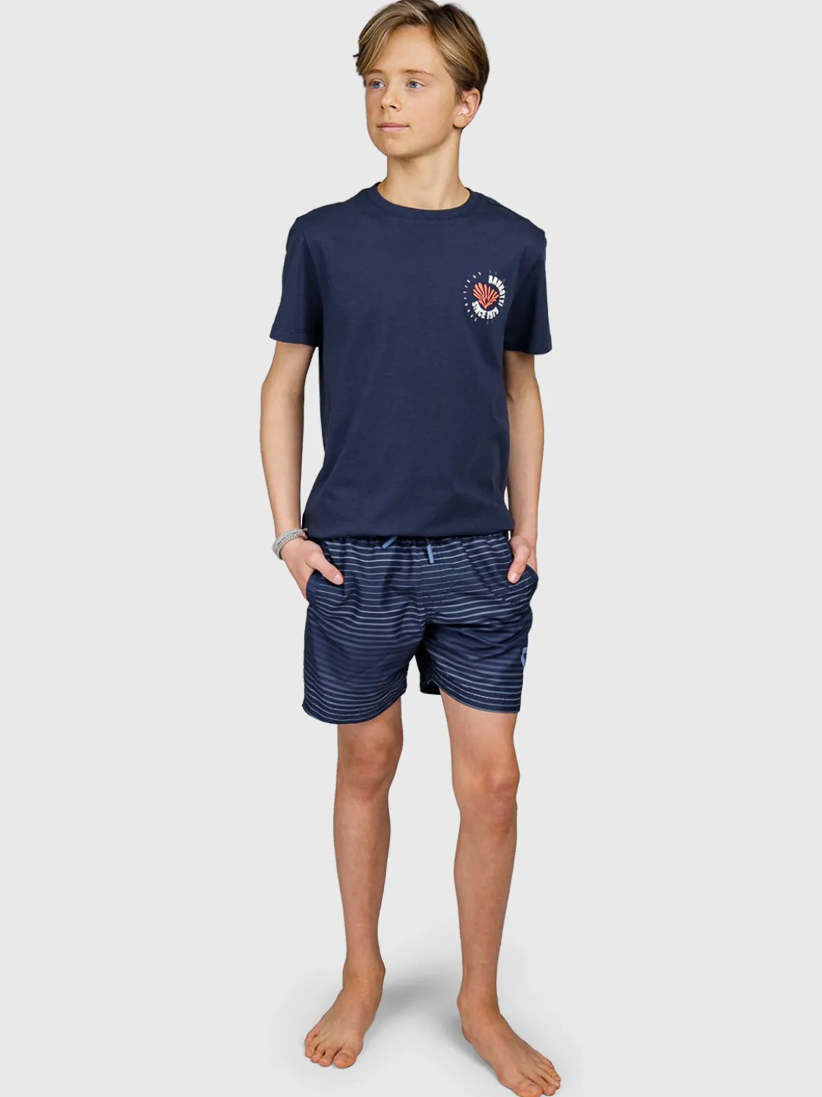 Cestery-Stripe Jongens Zwemshort | Indigo blue