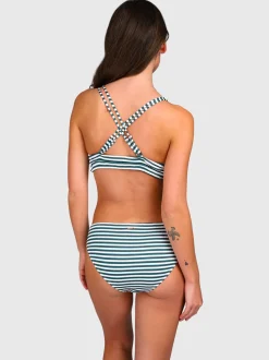 Delphinia-Stripe Dames Bikini Top | Snow