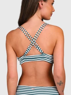 Delphinia-Stripe Dames Bikini Top | Snow