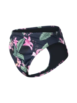 Flores-Tropicana Women High Waist Bikini Bottom | Indigo Blue