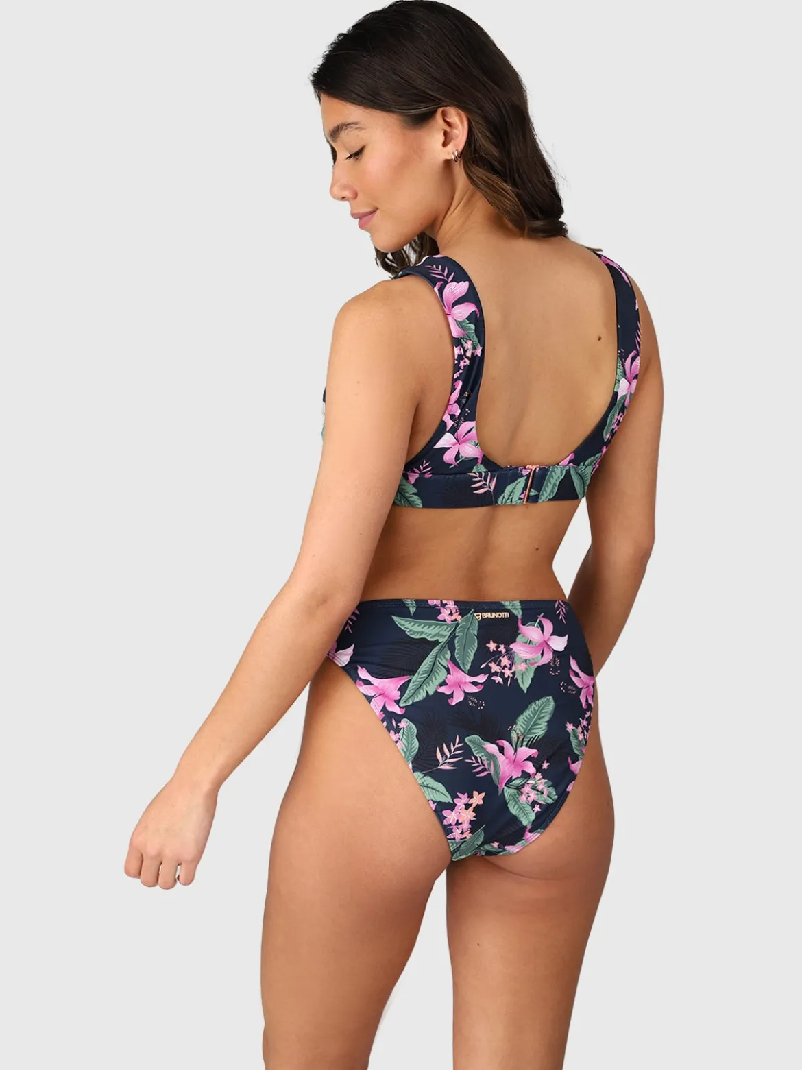 Flores-Tropicana Women High Waist Bikini Bottom | Indigo Blue