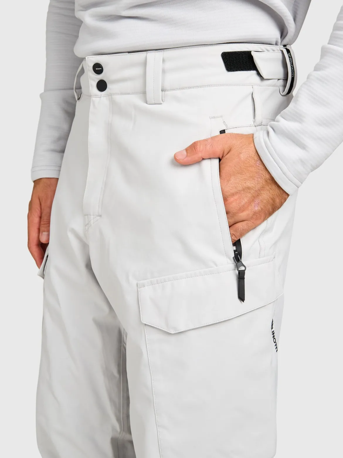 Footrail-Cargo Men Snow Pants | Soft Grey