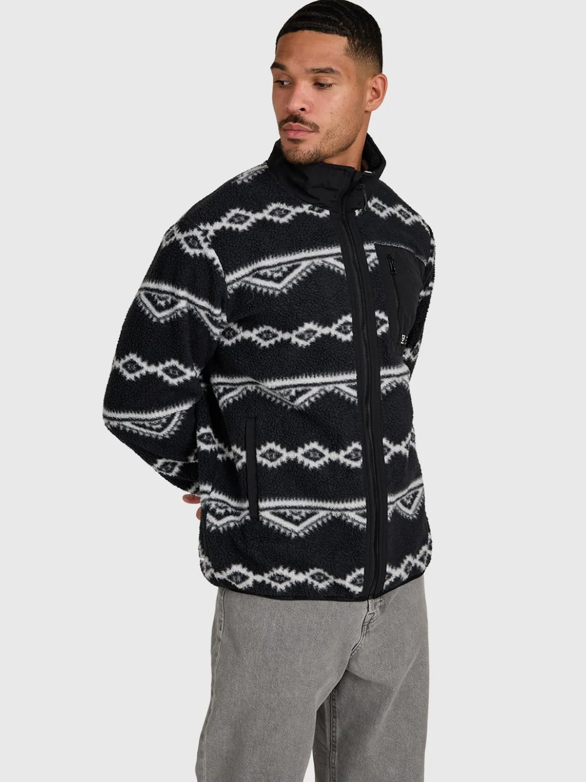 Kevio-Zip Men Urban Fleece | Black