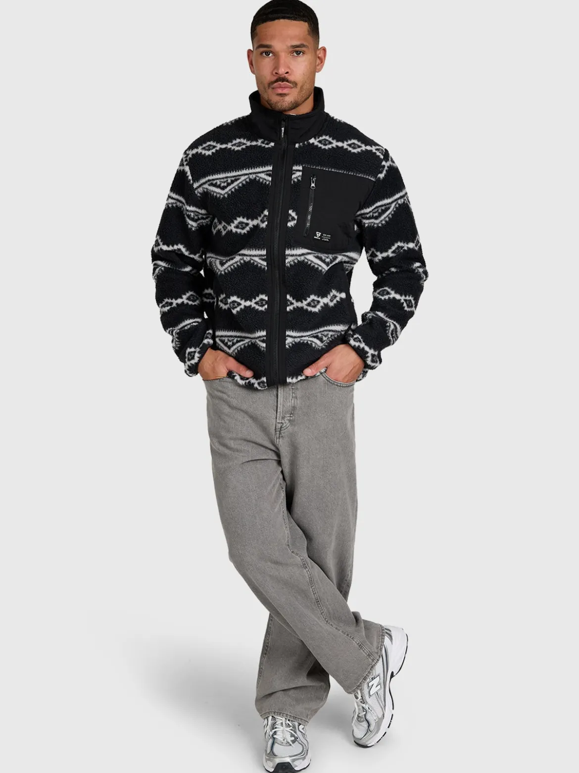 Kevio-Zip Men Urban Fleece | Black