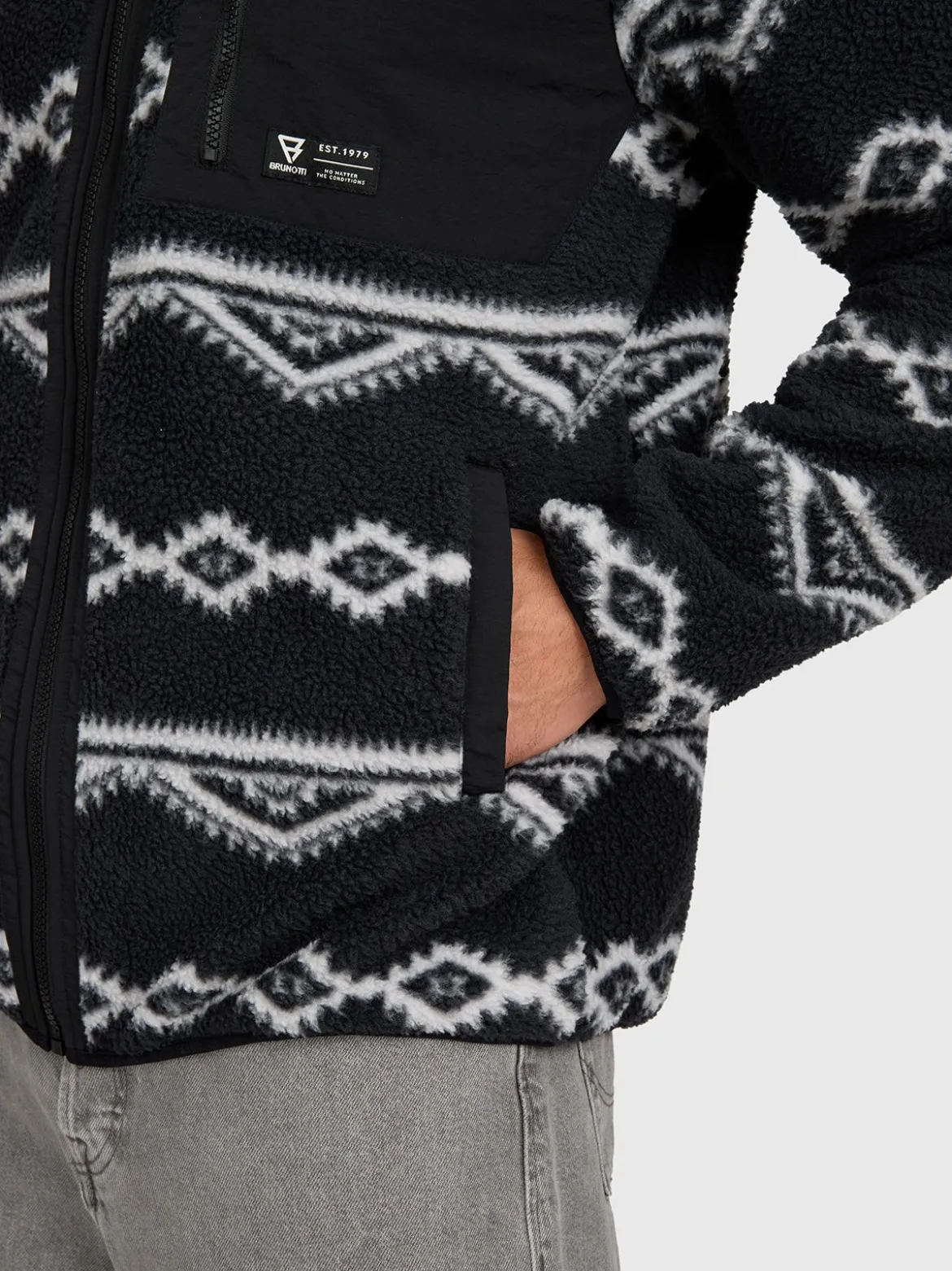 Kevio-Zip Men Urban Fleece | Black