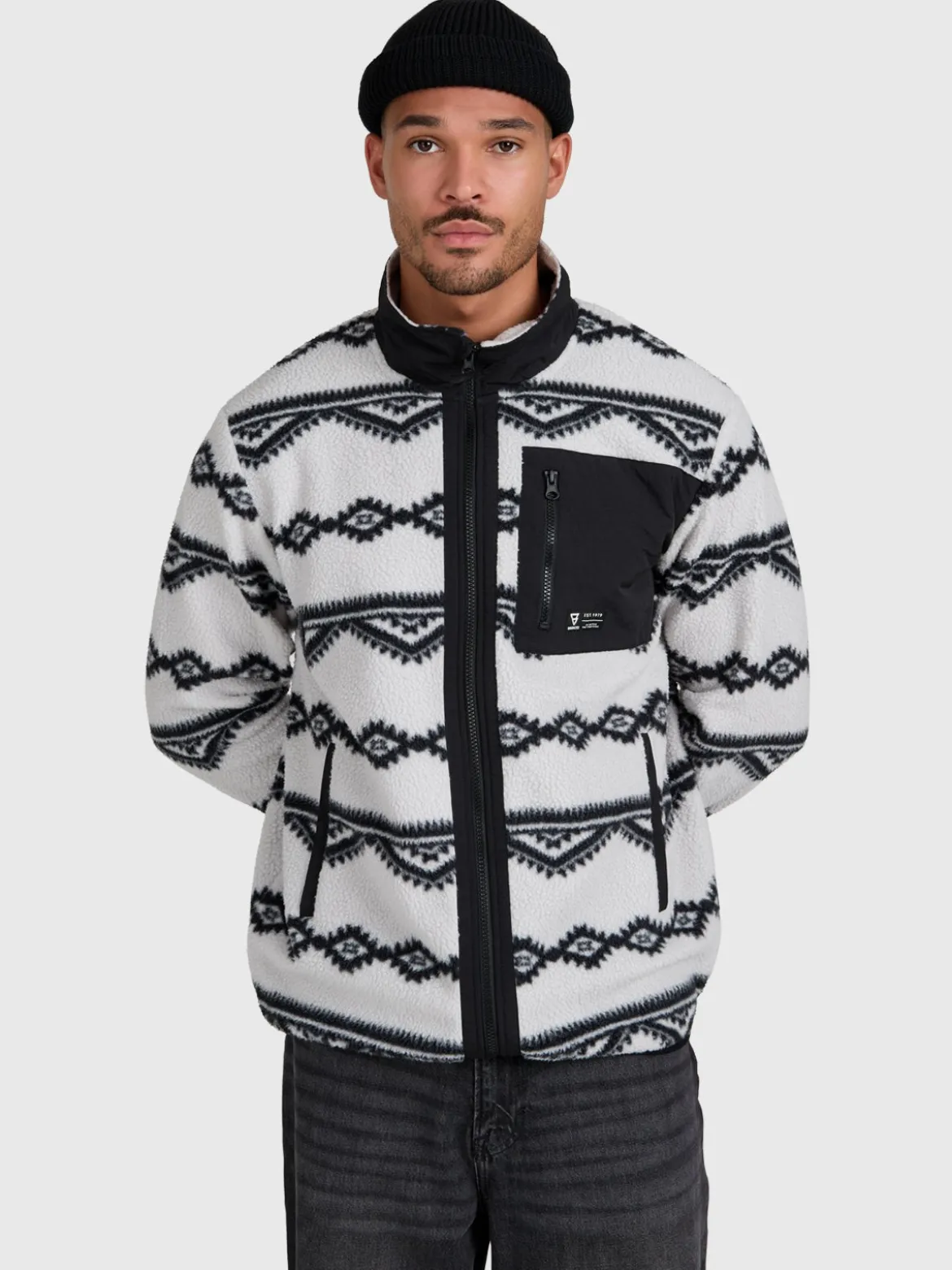Kevio-Zip Men Urban Fleece | Soft Grey