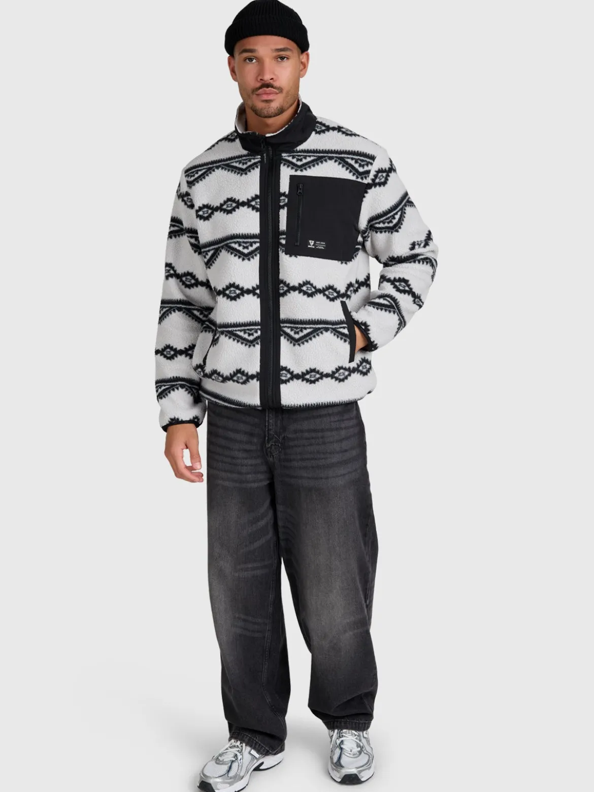 Kevio-Zip Men Urban Fleece | Soft Grey