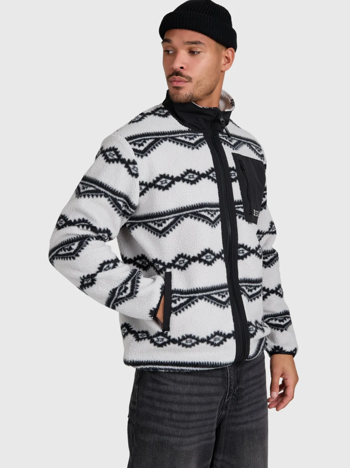 Kevio-Zip Men Urban Fleece | Soft Grey