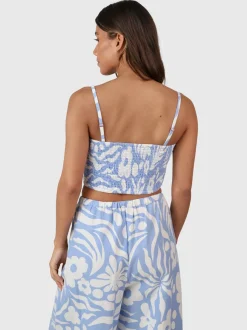 Nadine-Swirl Dames Top | Bluebell