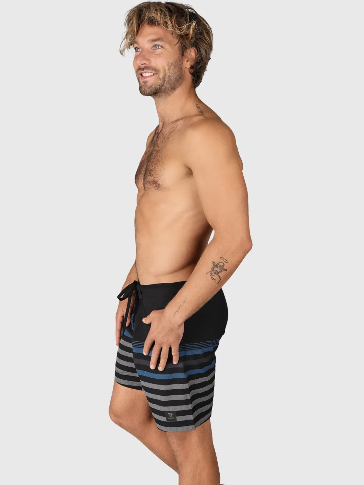 Paitor-Stripe Heren Boardshort | Zwart