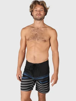 Paitor-Stripe Heren Boardshort | Zwart