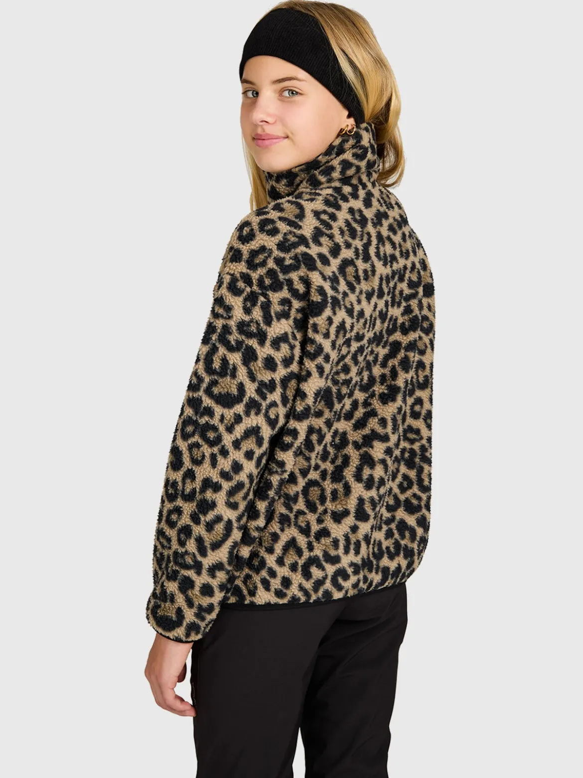 Rezany-Print Girls Snow Fleece | Black
