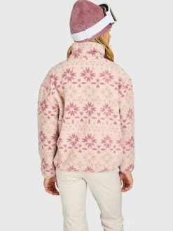 Rezany-Print Girls Snow Fleece | Sepia Rose
