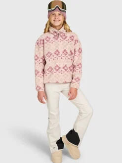 Rezany-Print Girls Snow Fleece | Sepia Rose