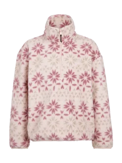 Rezany-Print Girls Snow Fleece | Sepia Rose