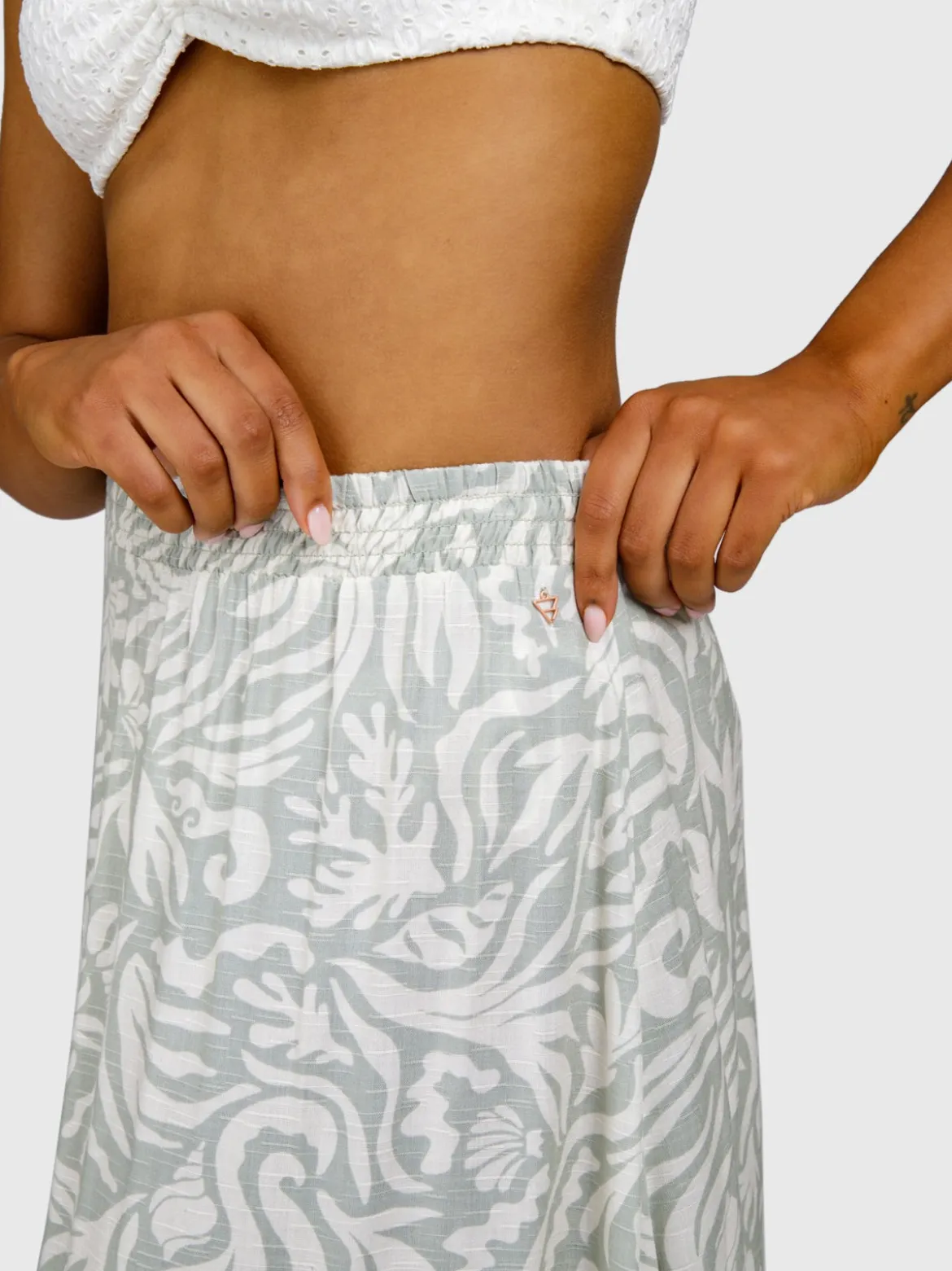 Romaine-Print Dames Skirt | Aqua Grey