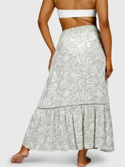 Romaine-Print Dames Skirt | Aqua Grey