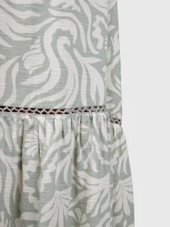 Romaine-Print Dames Skirt | Aqua Grey