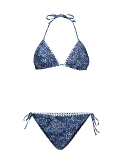 Rosy-Print Dames Bikini | Indigo Blue