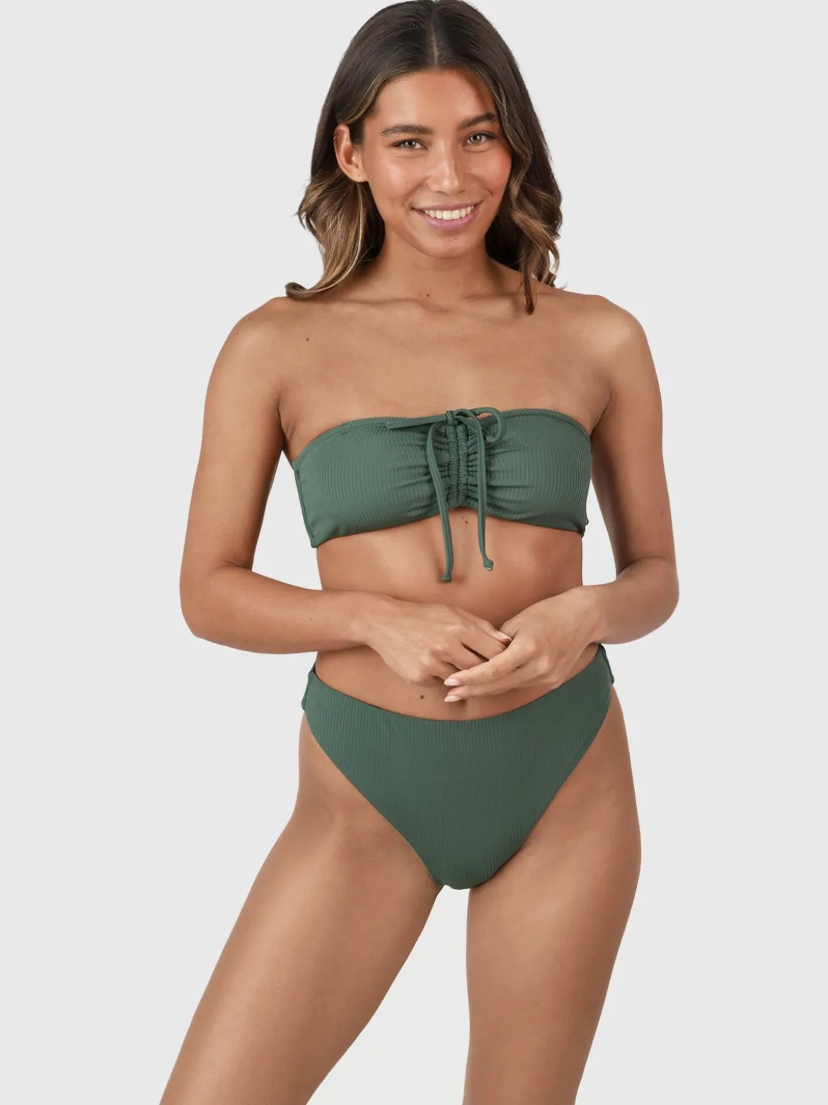 Selas-Rib Dames Bandeau Bikini Set | Juniper