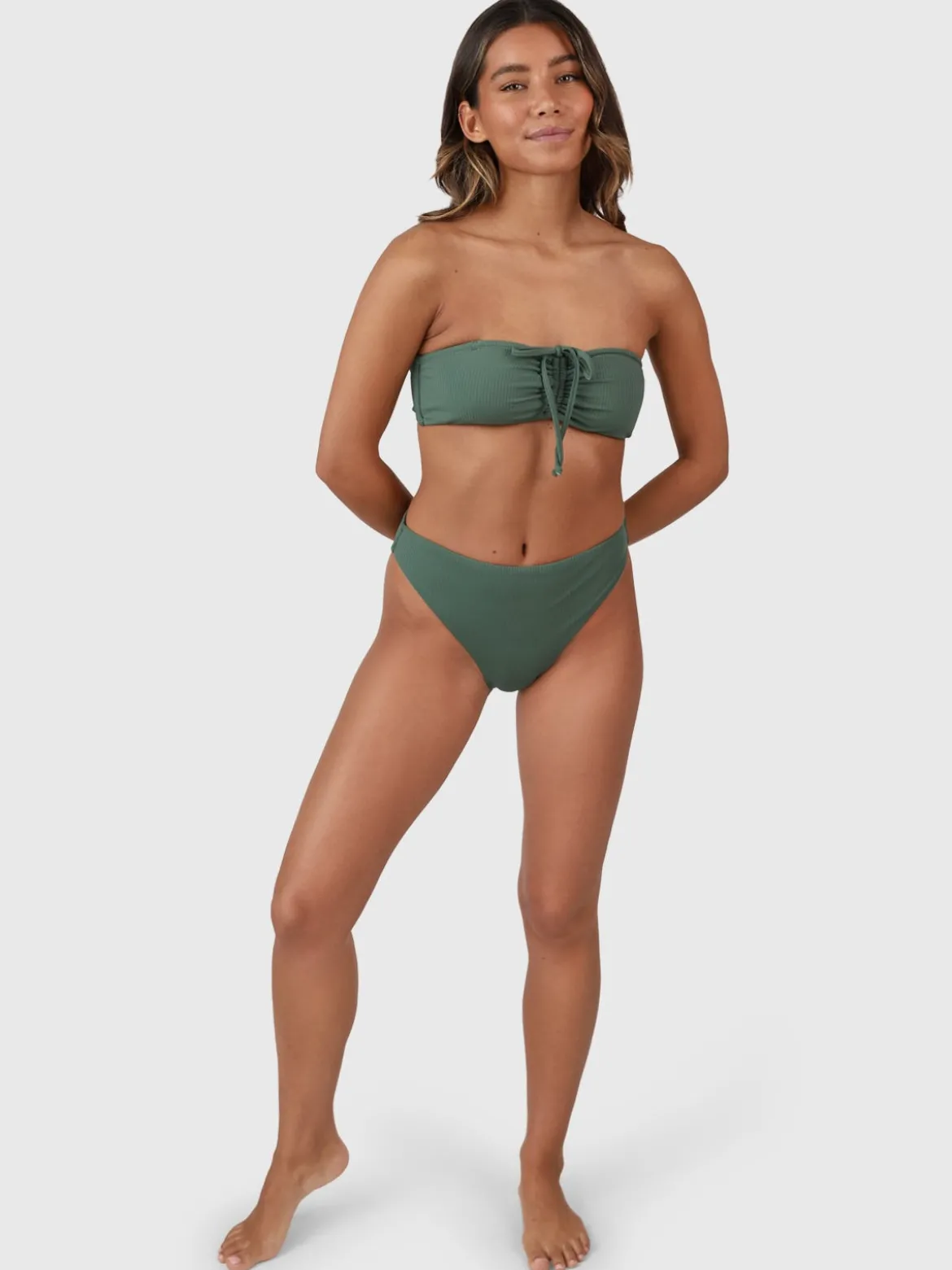 Selas-Rib Dames Bandeau Bikini Set | Juniper