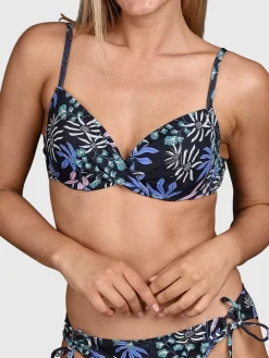 Stefana-Print Dames Bikini Top | Zwart