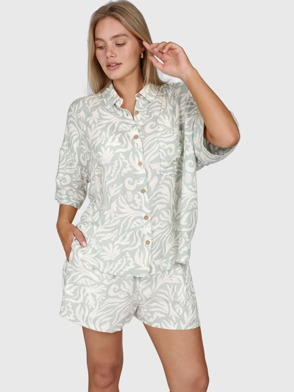 Teodhora Dames Shirt | Aqua Grey