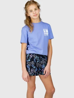 Tulya-Print Meiden Zwem Shorts | Zwart