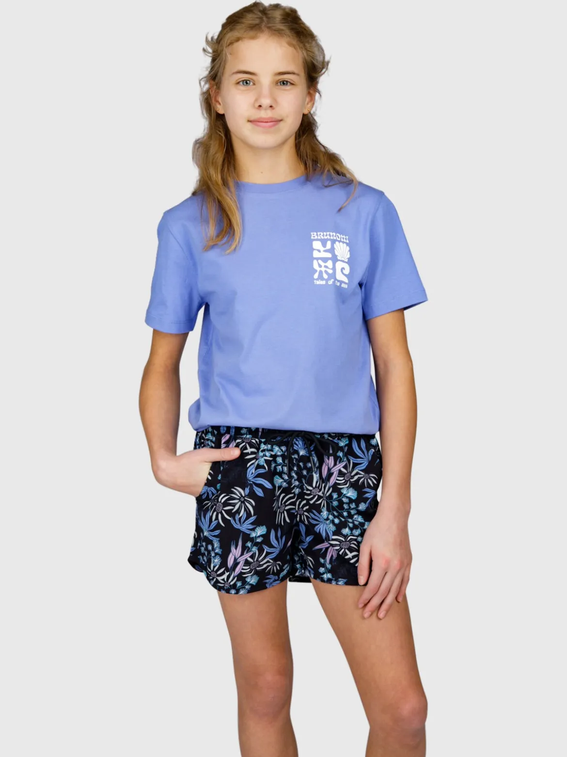 Tulya-Print Meiden Zwem Shorts | Zwart