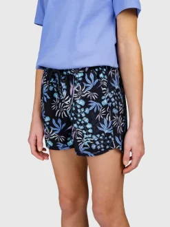 Tulya-Print Meiden Zwem Shorts | Zwart