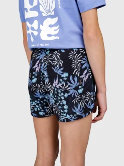 Tulya-Print Meiden Zwem Shorts | Zwart