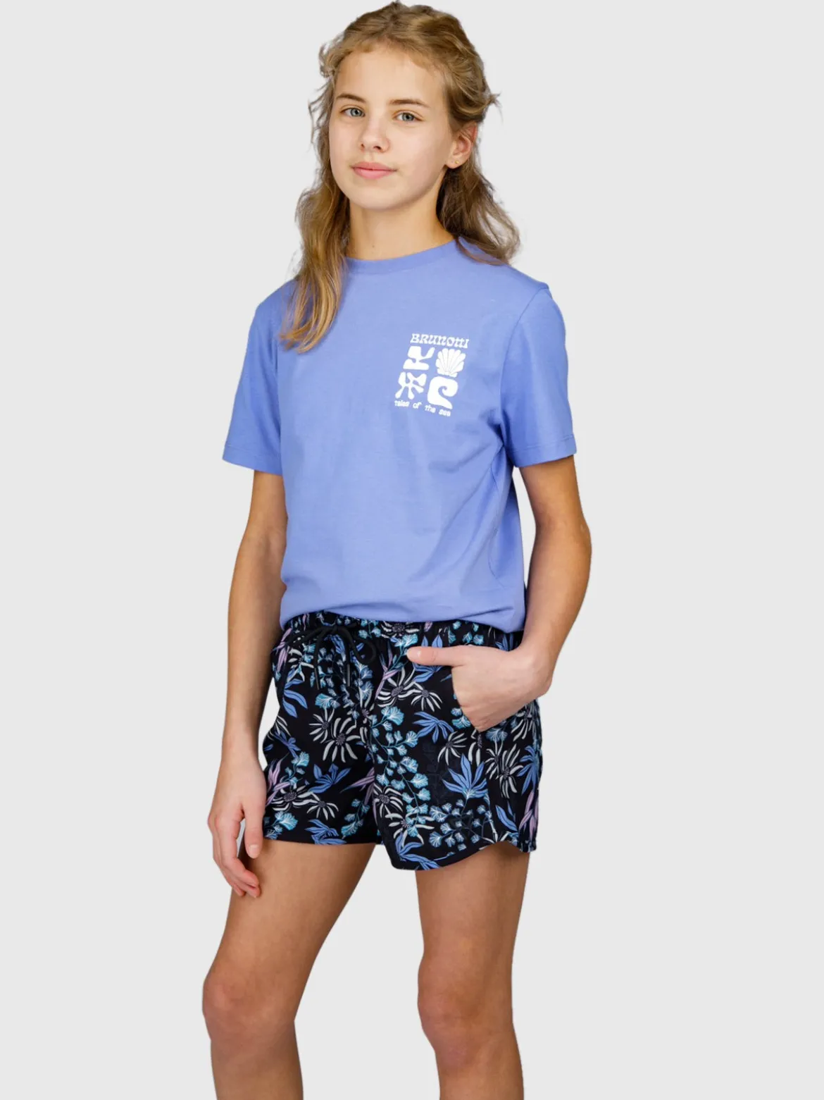 Tulya-Print Meiden Zwem Shorts | Zwart
