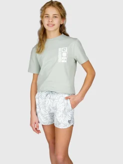 Tulya-Print Meiden Zwem Shorts | Aqua Grey
